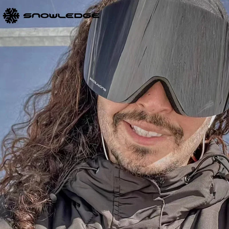 Snowledge best selling top high quality magnetic lens anti fog uv protection man women custom snow ski goggles glasses