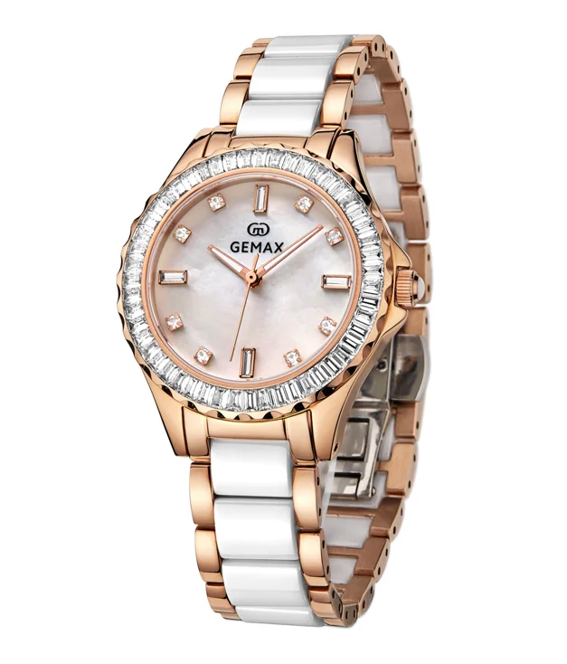 Chinese factory wholesale OEM women watches stainless steel ceramic diamond ladies watch