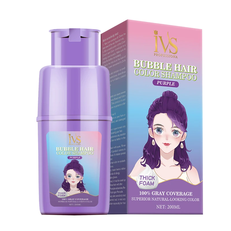 IVS OEM ODM Private Label Healthy Brand Natural Organic Plant Extract Foam Purple Hair Dye Color Hair Dye For Men And Women
