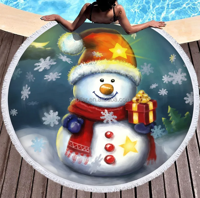 Customizable Microfiber Beach Towel with round Tassel Breathable and Absorbent Featuring Custom Design for Home