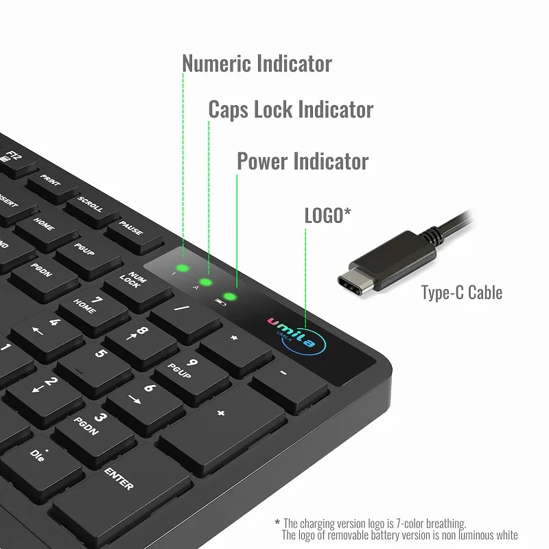 Wireless Keyboard Rechargeable Portable Slim Wireless Keyboard For IOS Android Windows PC Tablet