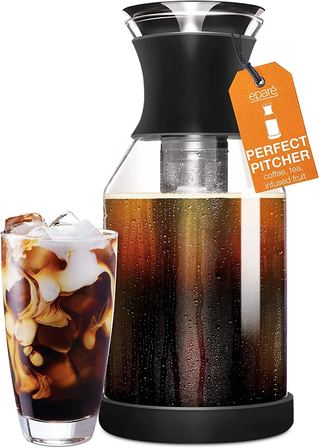 2022 New products large cold brew coffee maker hot water glass pitcher iced  coffee maker with lid