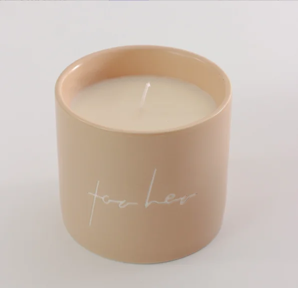 Wholesale Light Luxury  High Quality Custom Empty Candle Jars Ceramics With Logo Print Support Wax Filling
