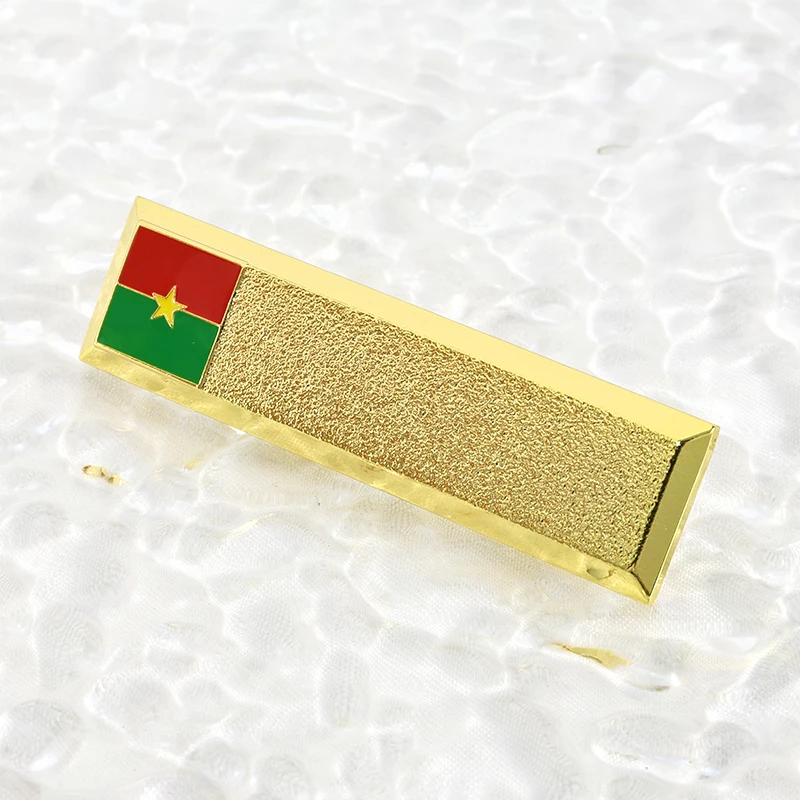 Factory high-end customized shiny gold national flag badge rectangular exquisite and unique lapel pin metal brooch