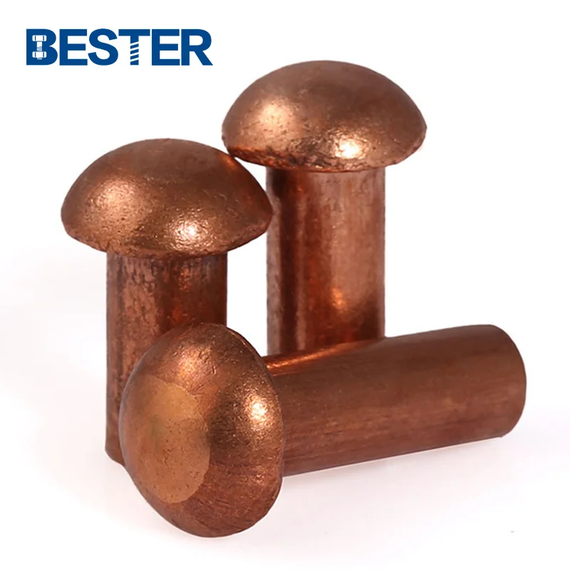 red pure copper brass round dome mushroom truss head solid rivet