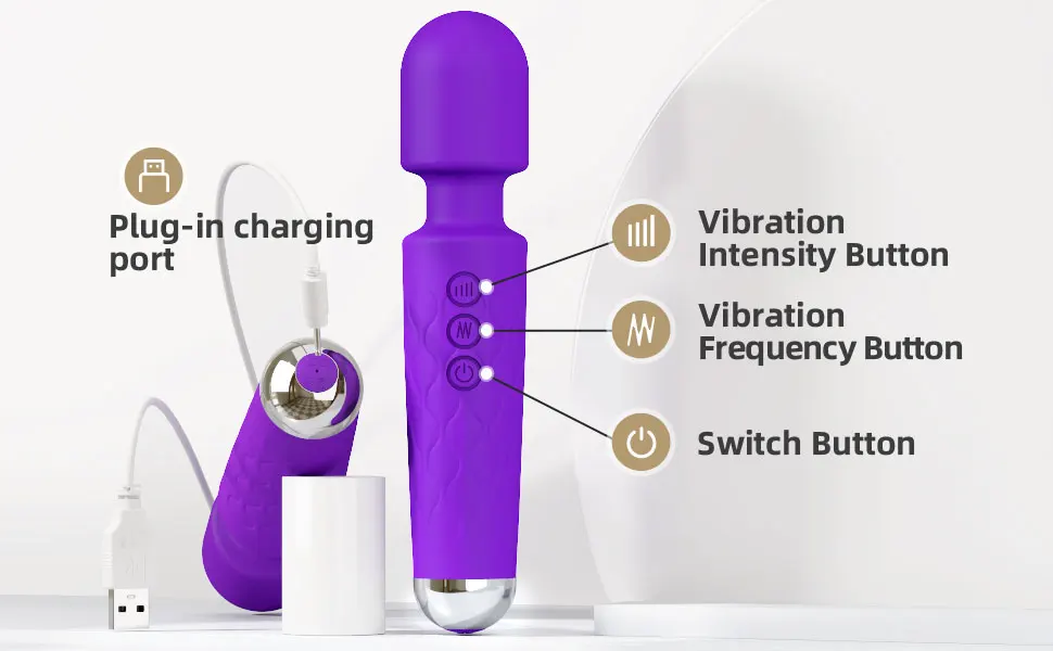 Wholesale 20 Modes Powerful Vibrators Rechargeable Massager G Spot Sex Toys AV Wand Vibrator Wand Vibrator Magic Wand Massager