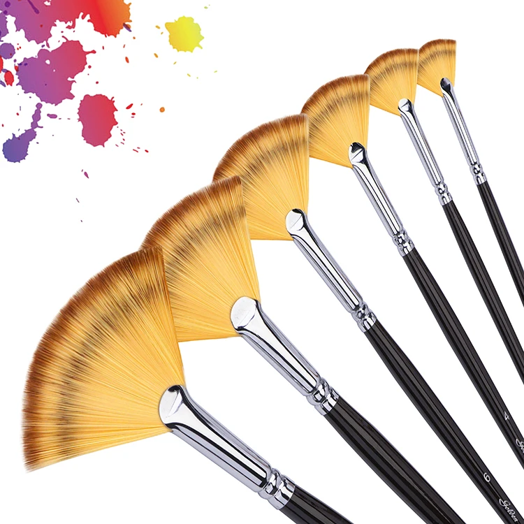 
Golden Maple 6pcs-set Artists Paint Brush Fan shape nylon paint brush 