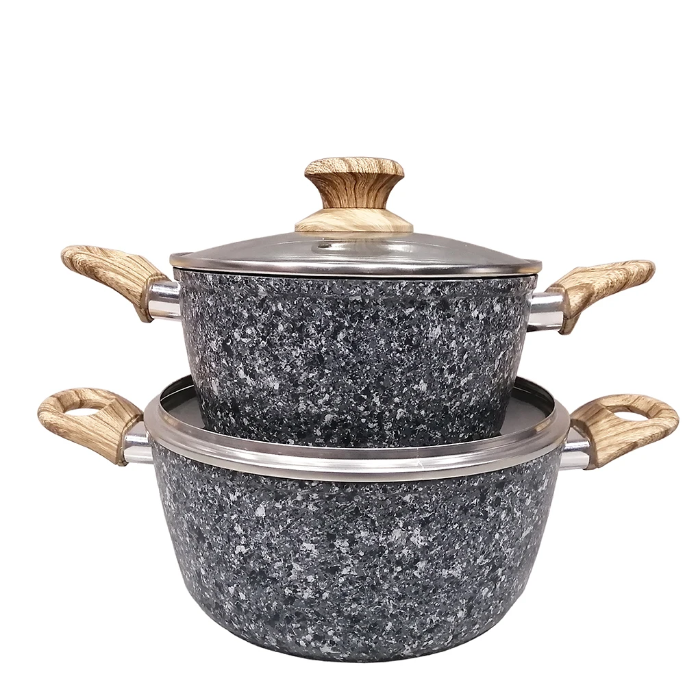 Elegant Aluminum Granite Coating Cookware Set Non Stick Cooking Pot