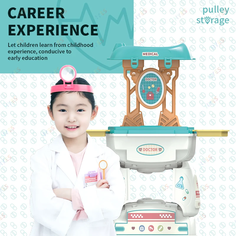 Huiye 2 In 1 Play Doctor Toy Set Early Educational Hospital Pretend Play Toys Indoor Cartoon Storage Car Medical Toys For Kids