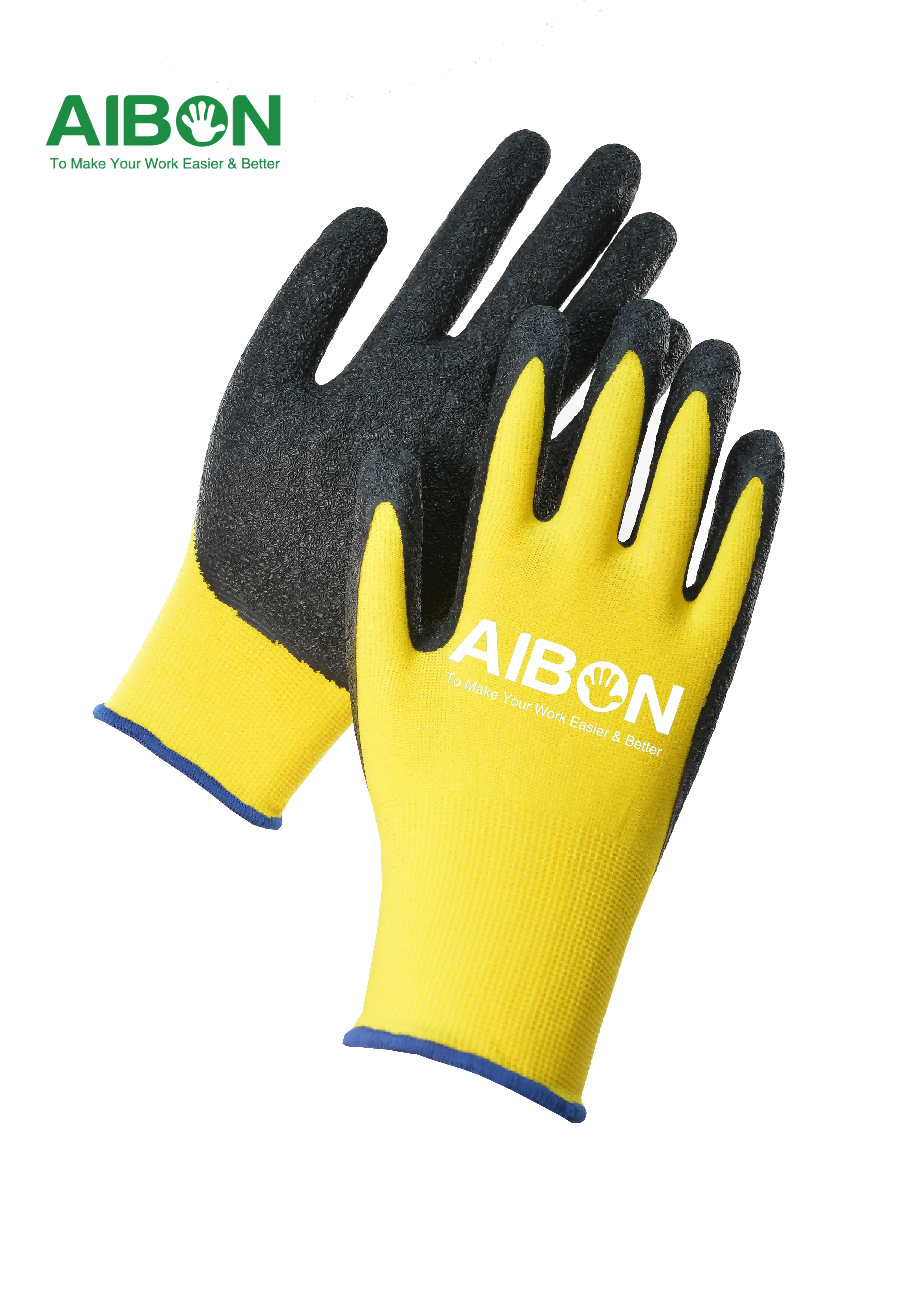 Red Good Quality Nylon Knit Non Slip Coating Rubber Palm Coated Crinkle Latex Protection Safety Work Gloves
