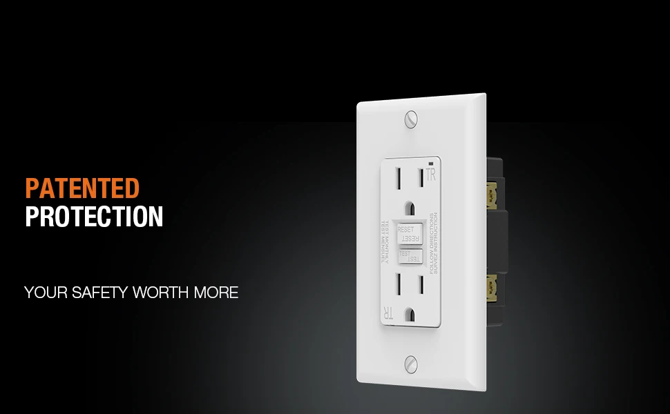 125V Tamper-Resistant GFCI Outlet Self-Test GFCI Wall Switch Plug 15A GFCI Receptacle