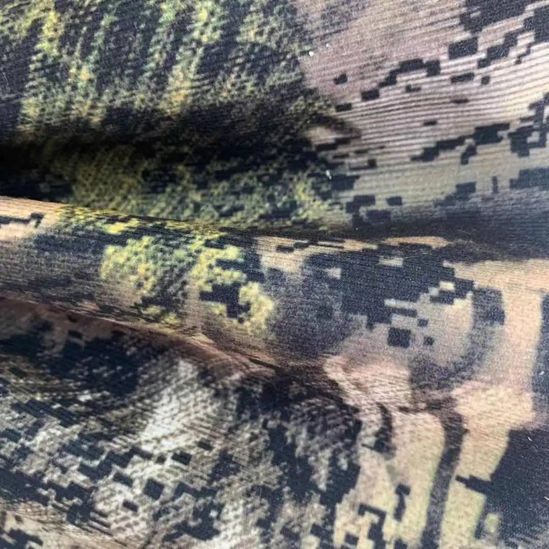 factory wholesale camouflage knitted fabric alova 100%polyester printed breathable fabric outdoor knitting fabric