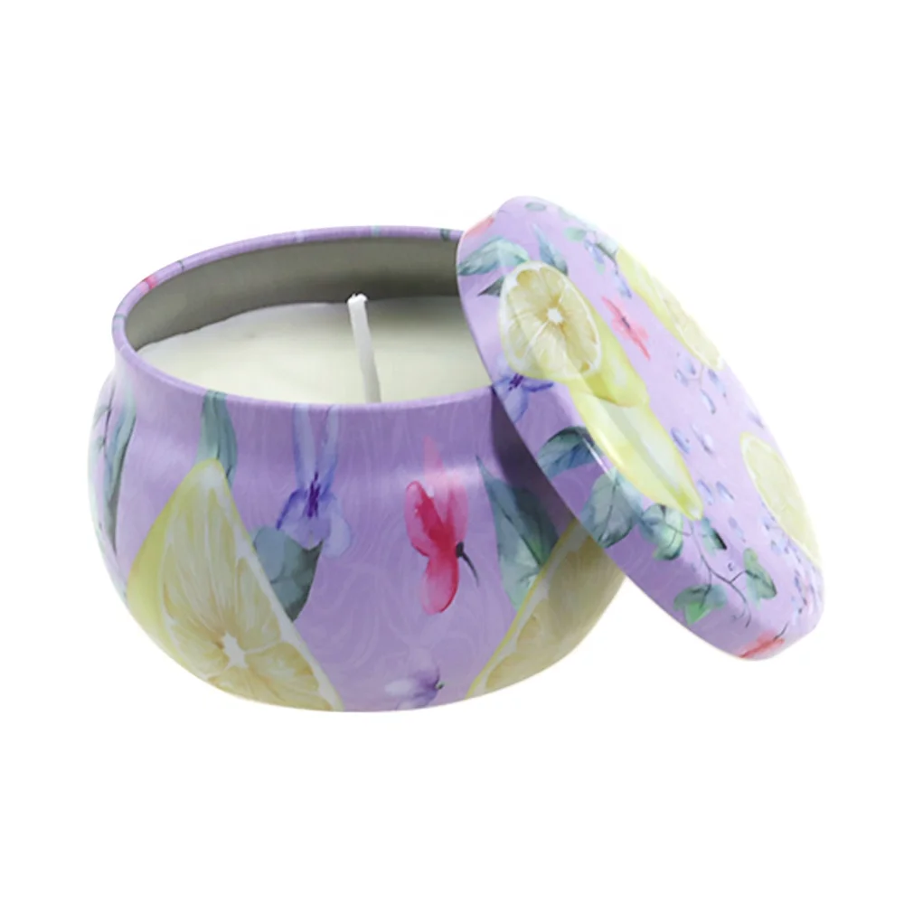 Chinese Custom Private Label Fruit Flower Design Making Soy Wax 4.4 oz Tin Set Scented Candle