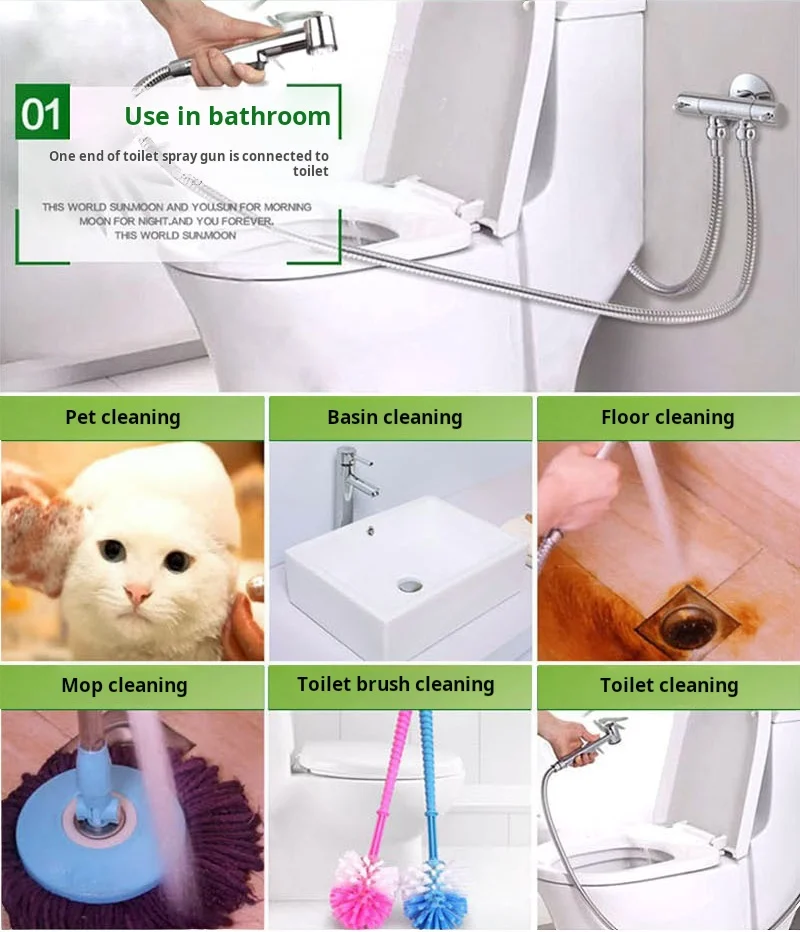 ABS Mixer Faucets Portable Shattaf Shower Chrome Silver Bidet Spray Handheld Self Cleaning Bidet Sprayer bathroom accessories