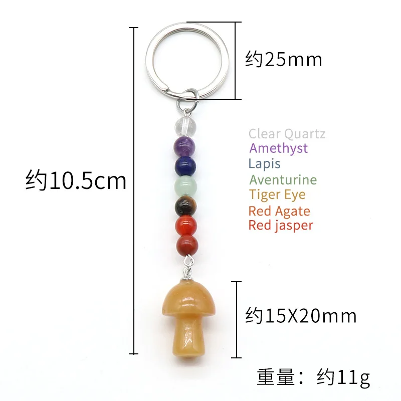 2024 Key pendant Natural Crystal Colorful Stone 2cm Mushroom Keychain Bag Accessories Gift Wholesale