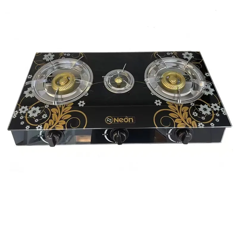 Bilateral fire fire glass 3-head stovetop type dedicated gas stove