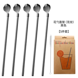 Exclusive Design 10PCS Set 304 Stainless Steel Straws And Scoop High Quality Food Grade Metal Straw Spoon With Brush