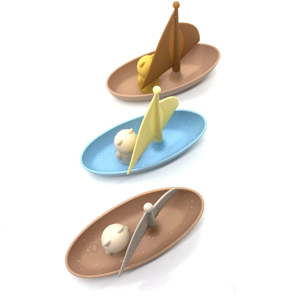 BPA Free Safe Soft Silicone Bath Toys  Floating Boats Bathtub Pool Baby Toys for Toddlers Baby Kids Infant