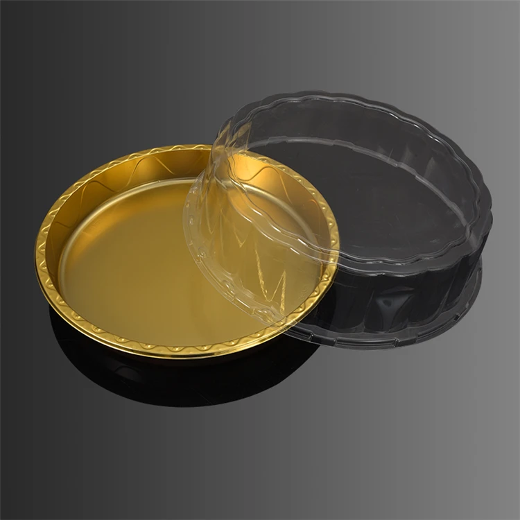 Mousse Mini PET Plastic Cake Container Tray For Cakes Clear Blister Disposable Round Food Packaging Golden Cake Box With Lid