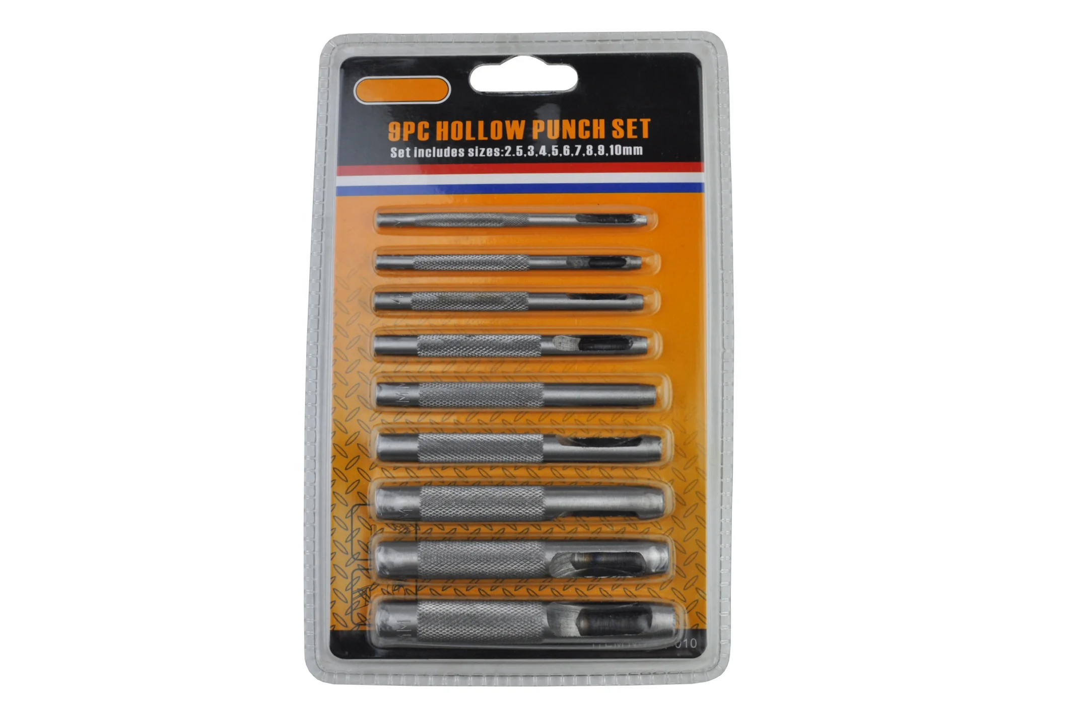 Yute 9pcs carbon steel polishing hole punch with blister card for leather or paper hole punch