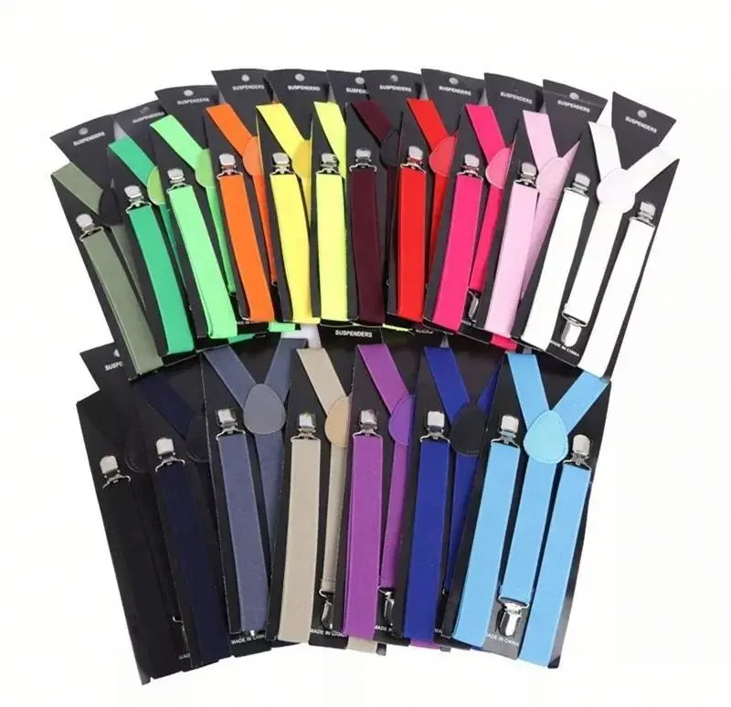 Candy Color man women Adjustable Pants Y-back Suspender Brace Elastic Clip-on Belt Adjustable Braces Suspenders Straps