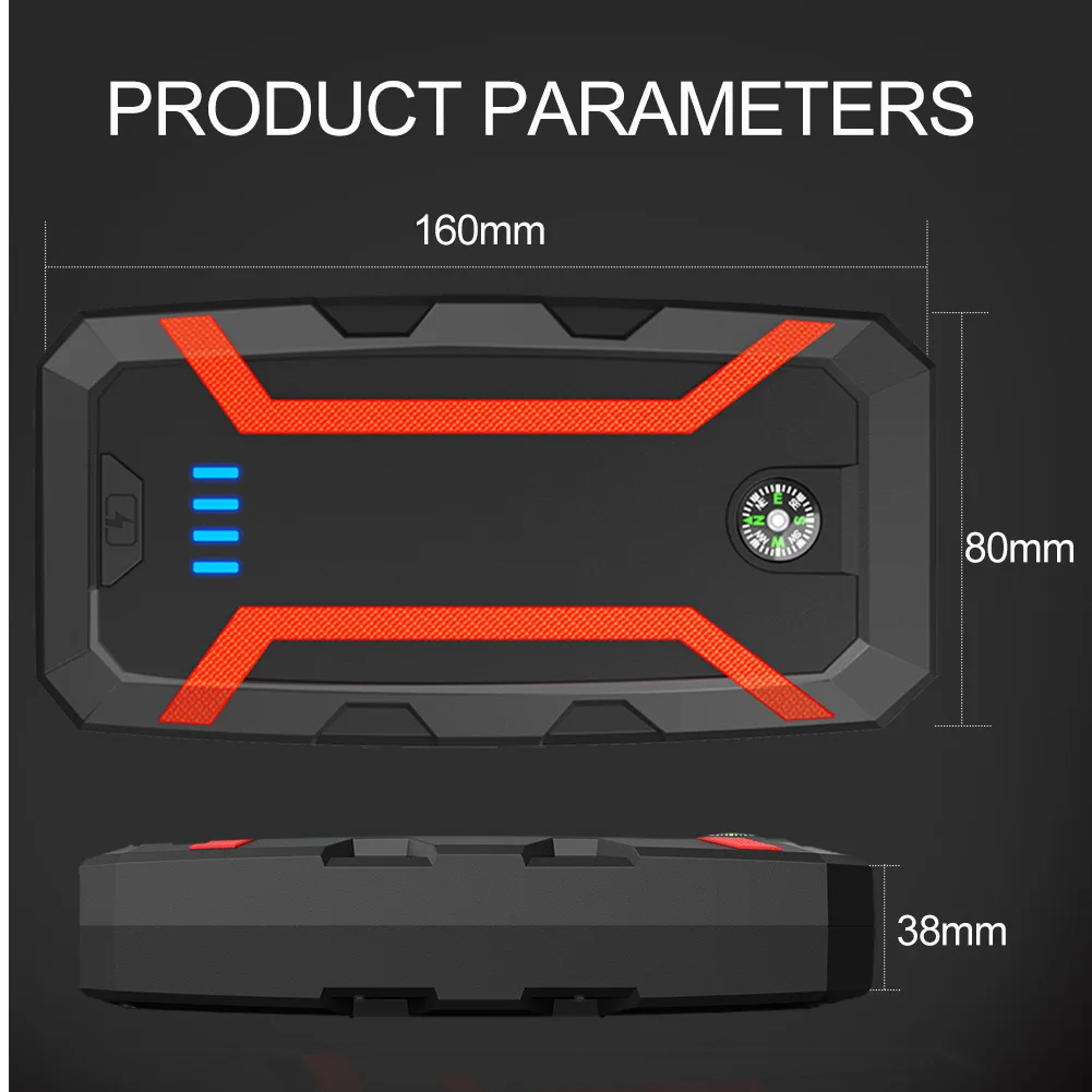 Портативный автомобильный стартер высокой мощности 22 200 МВт/ч, 12 В, литиевый аккумулятор, стартер 12 В, литиевый аккумулятор, бустер