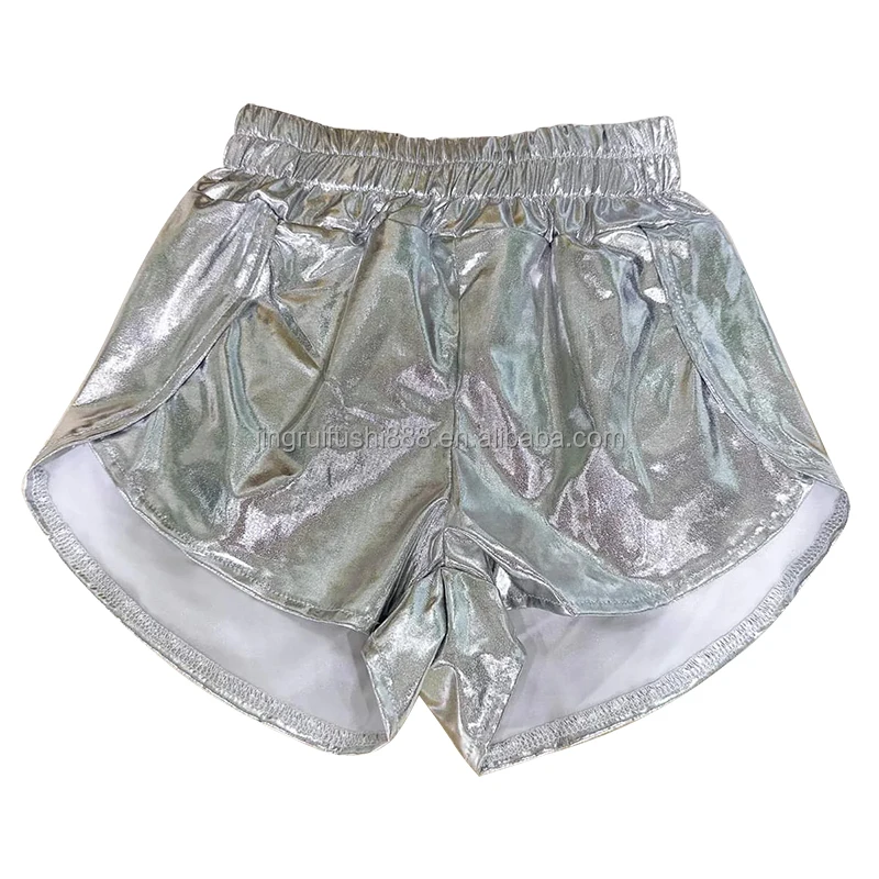 Summer Baby Girls Pu Leather Shorts Fashion Western Solid Metallic Children Shorts Pants