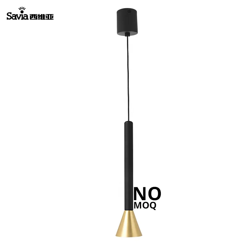 Savia 5W COB LED Hanging Lamp Mini Style Copper Brushed Steel Finish Aluminum Housing Chandelier Slim Pendant Light