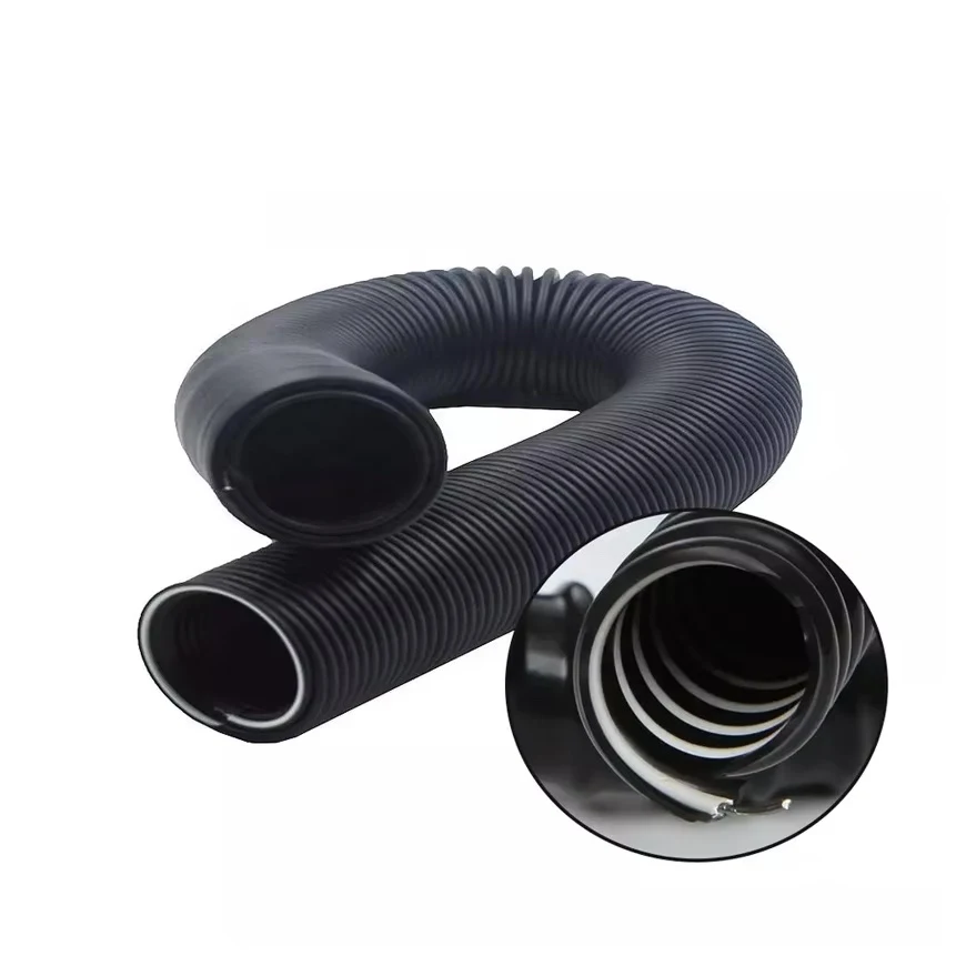 Customized Black PVC Steel Stretch Water Suction Flexible Spiral Street Vacuum Cleaner Hose 9mm Thickness Drainage Pipe Type