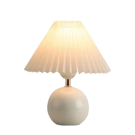 Retro Ins Style Ceramic Pleated Table Lamp Art Show Decor Bedside Night Lights Fabric Shade Lighting Lampe
