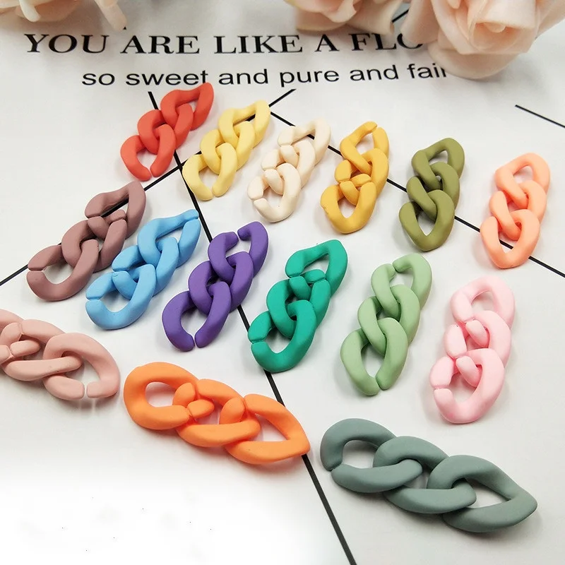 VEROMCA Acrylic Rubber Paint Chain 17x23mm Colorful Chain Ring Detachable Chain Accessories