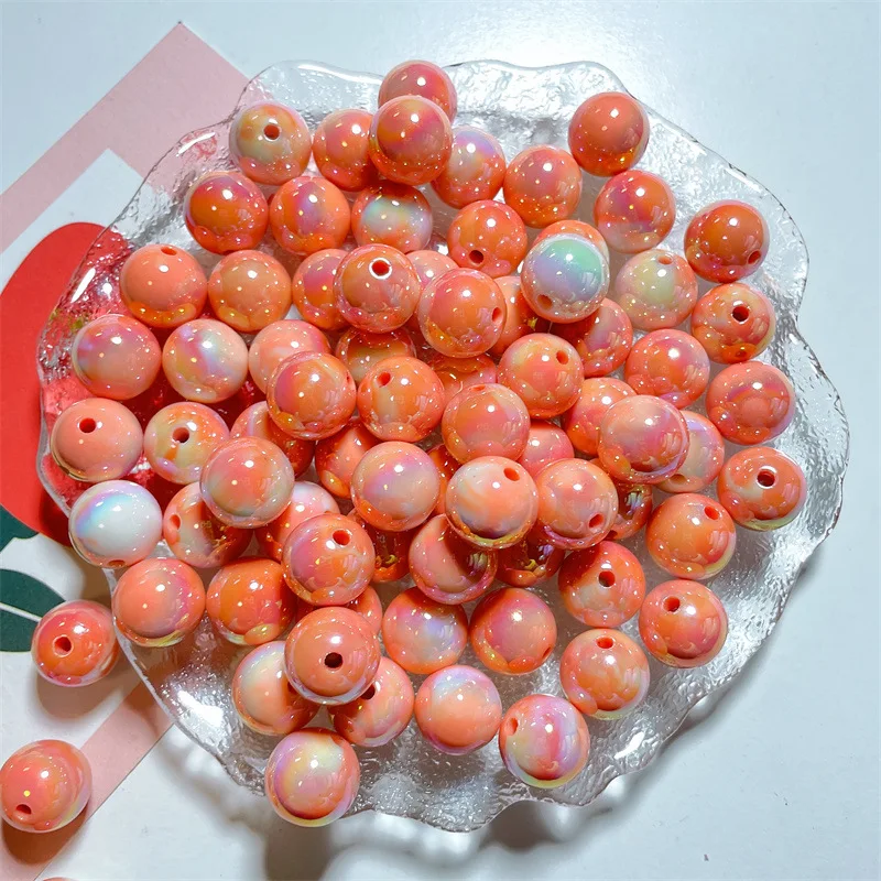 50pcs/bag 16mm Hot sale loose round bead decorative handmade diy charms acrylic shell pearl beads for jewelry making