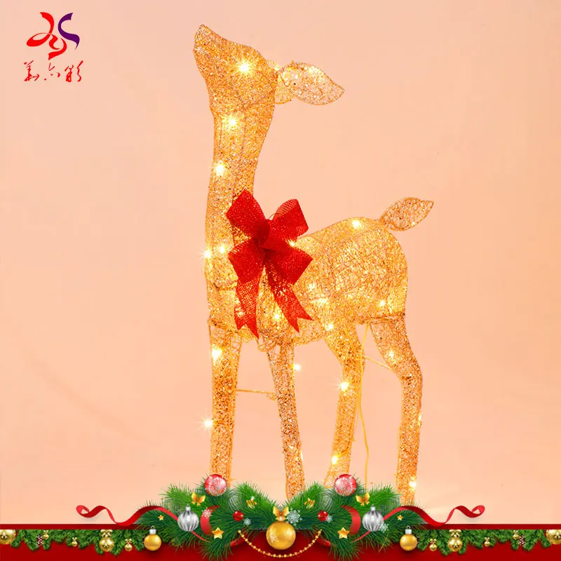 Hot sales wholesale Christmas decorations indoor outdoor patio garden glowing reindeer lamps