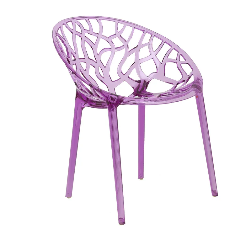 Spanish design black leaf shape hollow back stackable living room furniture dining chair