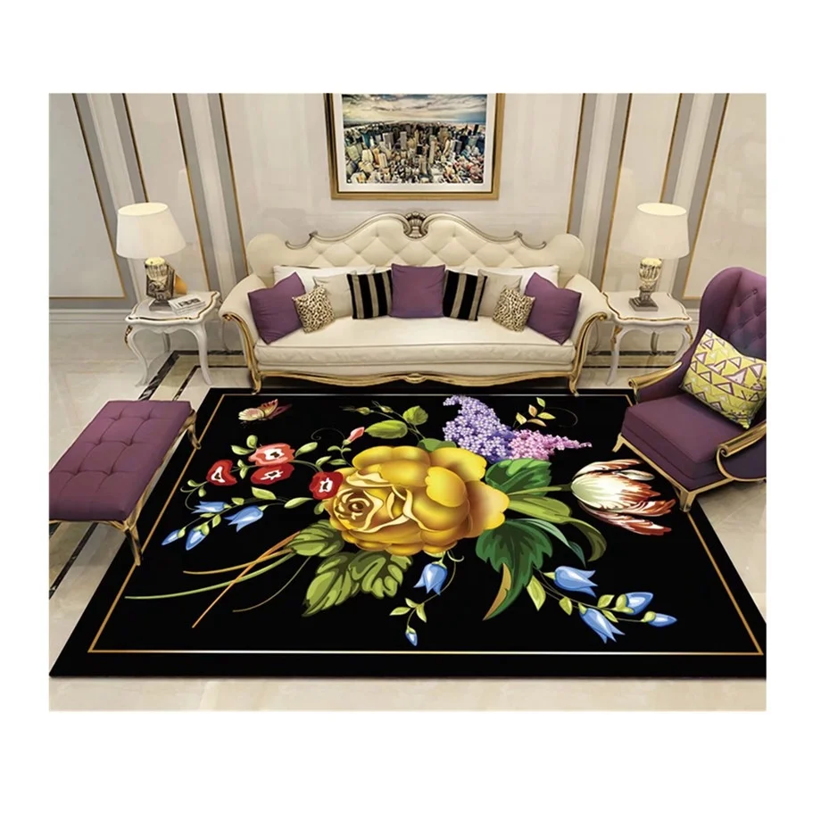 Printed flora cheap wholesale area rugs living room carpet alfombra para sala