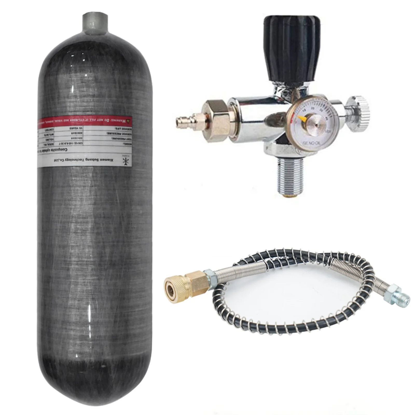 Factory Price 6.8L High Pressure 4500 psi 300bar Carbon Fiber Diving Tank with HPA Fill Station Valve Regulator Gauge