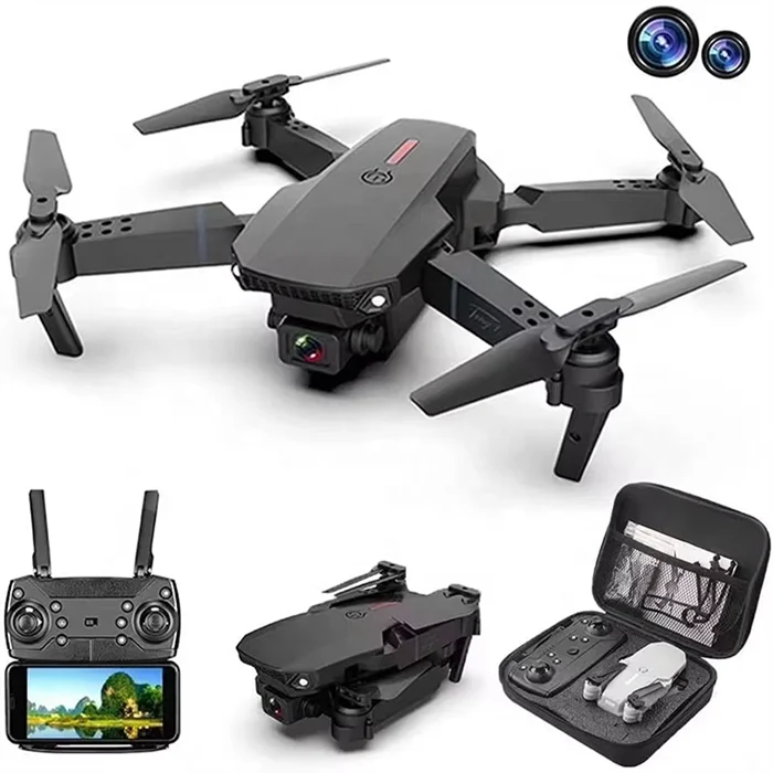 Factory E88 4k Hd 1080p Wifi Real-Time Transmission Fpv Drone Follow Me Foldable Rc Quadcopter Mini Drone With Dual Camera