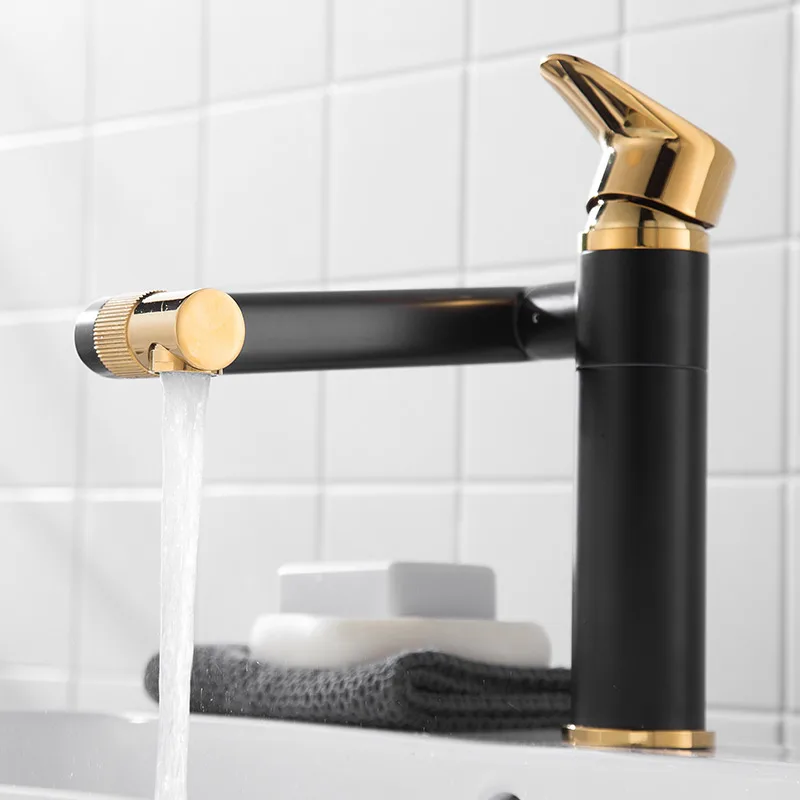 
New design faucet mixer 360 degree rotation bathroom mixers brass black gold cold hot basin faucet 
