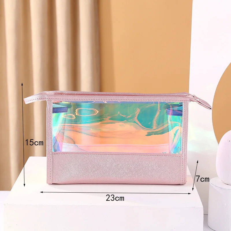 Laser Cosmetic Bags 4 Pieces Set Women Makeup Brush Case Transparent Beauty Pouch Make-Up Bag