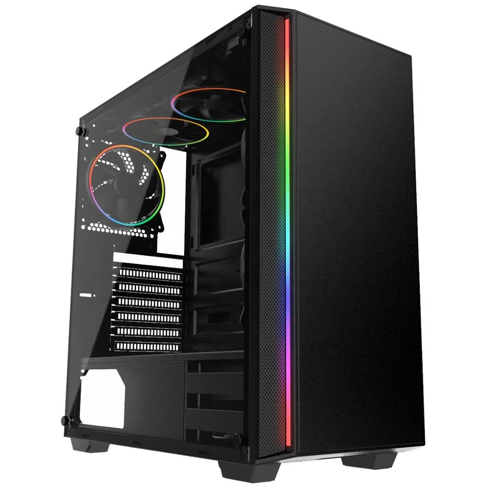 Полностью черный Шелковый принт на стекле струящийся RGB блет ATX кулер для воды компьютерный стеклянный игровой чехол