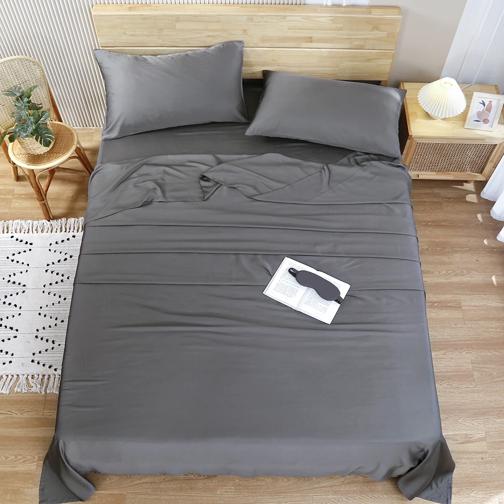 Factory price bed sheet Silver ion Antibacterial 300TC 100% bamboo bedding Set