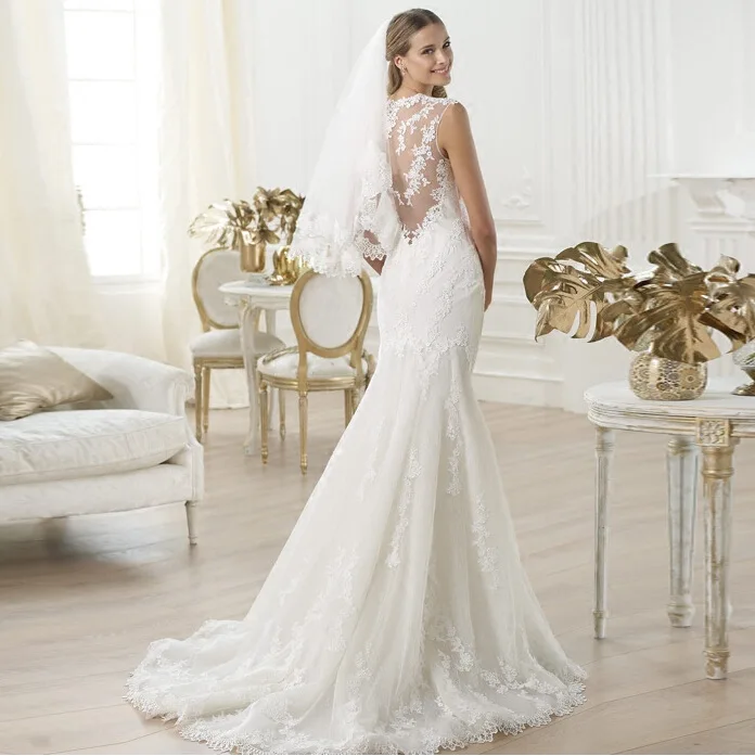 AL1610 custom fashion gorgeous wedding dress nigerian  bridal gown fish tail white lace cheap Christmas mermaid wedding dress