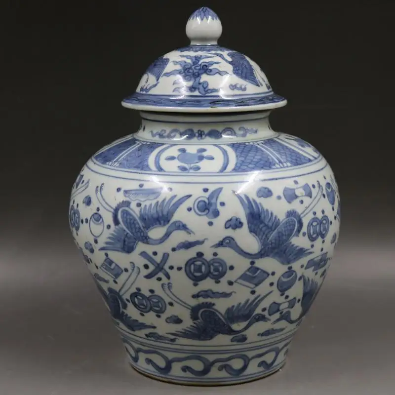 Antique Hot Products Ceramic storage jar round spice blue white fancy honey chinese tea ceramic jar