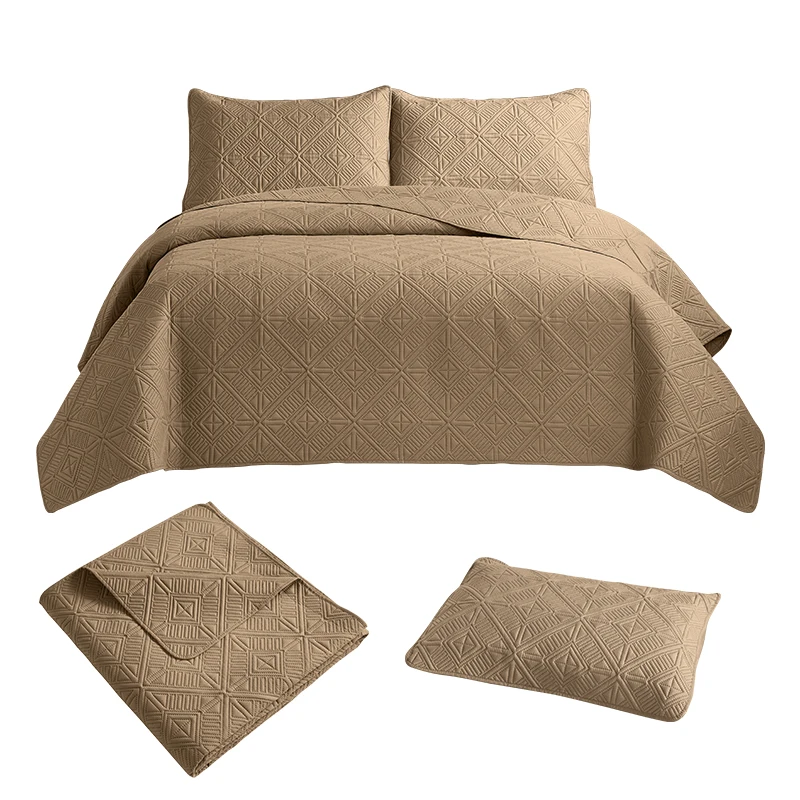 Ultrasonic Bedspread Set Reversible Coverlets Quilts Embossed Bed Cover Bedding for Bedroom