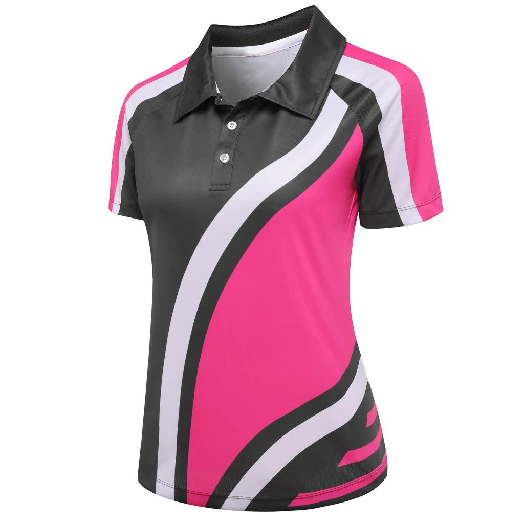 wholesale custom polo t shirt woman top quality printed design polyester sublimation ladies golf t shirt and polos with logo