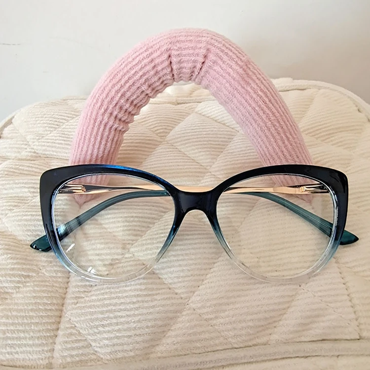 Customized Logo Fashion Clear TR90 Cateye Frames Anti Blue Light Blocking Glasses Eyeglasses For Women