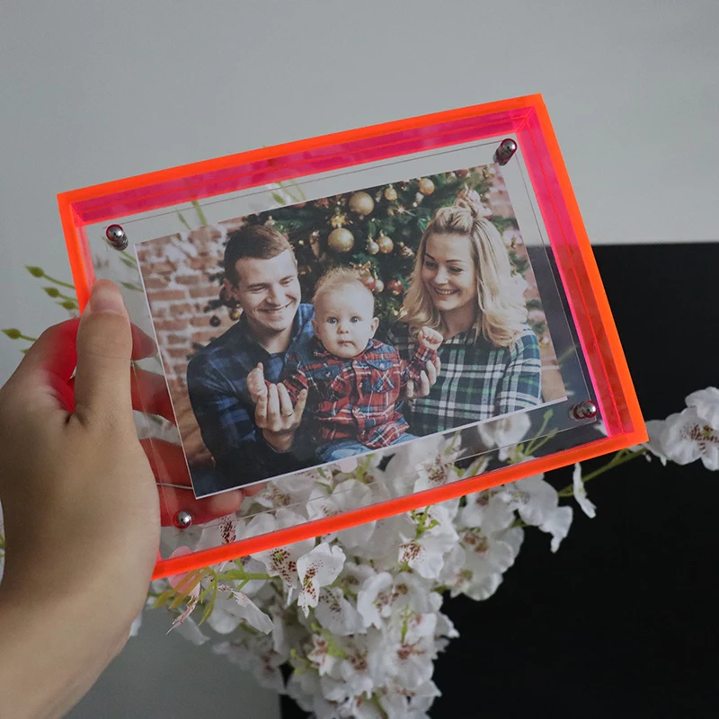 2022 новый дизайн Новое поступление Мини акриловая фоторамка Instax с неоновыми красными краями