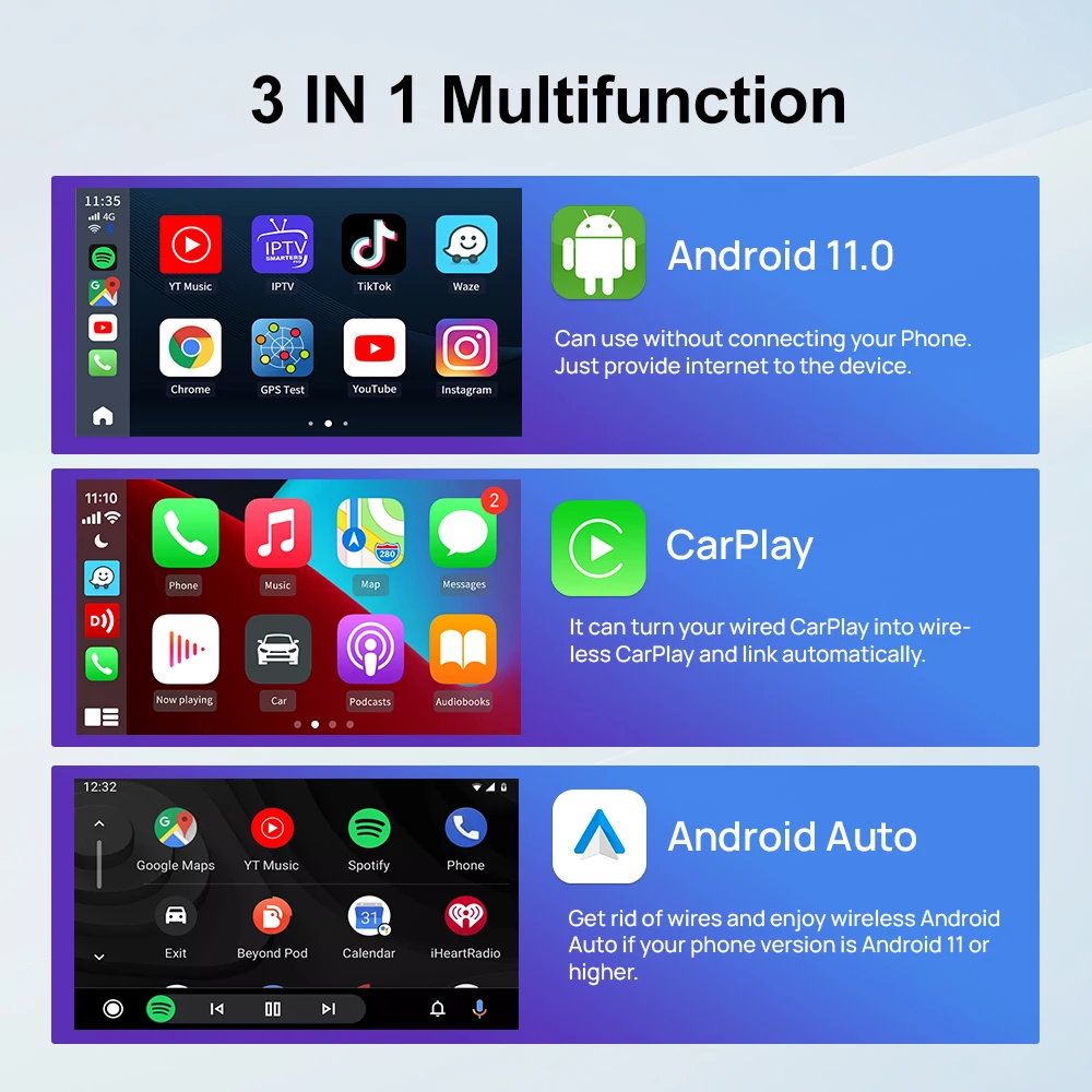 Carlinkit 4 + 64 Гб CarPlay AI Box Android 11 беспроводной Apple ai box онлайн YouTube