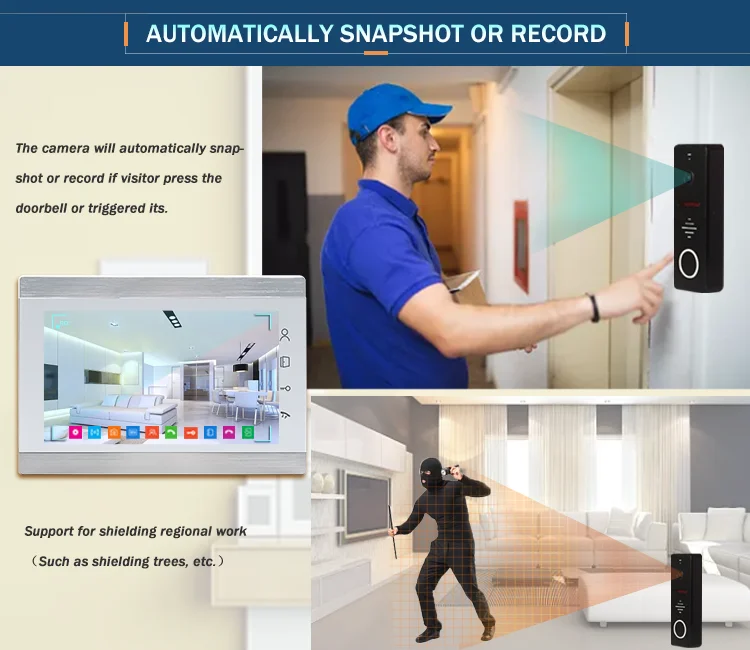 morningtech 7 inch Wifi Video Intercom Doorbell with Camera IP Video Door Phone SD Card Mobile Unlock