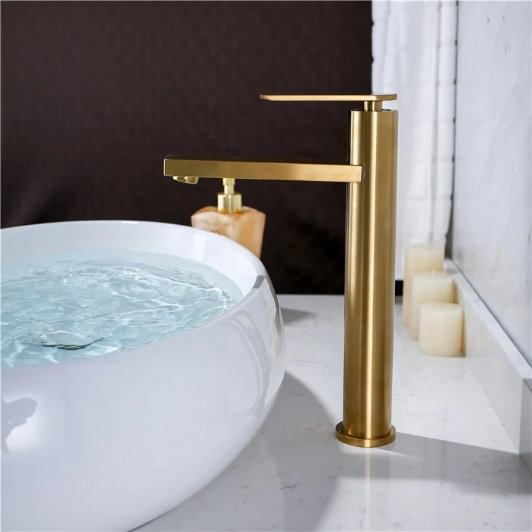 
Brushed Gold Solid Brass Bathroom Faucet Basin Mixer Sink Taps Single Handle Hot And Cold Water Faucet wash basin mixer tap 